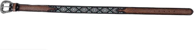Handmade Western Beaded Men's Leather Belt Quality Thick Durable Wax Colorful Designs Cowboy Style Alloy Classic Fitted Casual Formal Wear in Pant Trouser Jeans Size: W-40-43/L-51in2