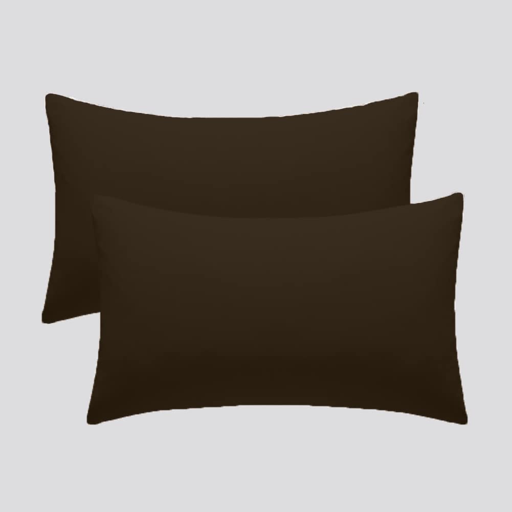 Laam linen®️ Luxury Pillowcase Pair of Housewife Non-Iron 100% PolyCotton Bedroom Bedding Pillow Cover 2 Pack (Chocolate)