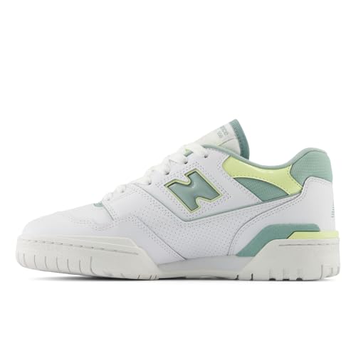 New Balance 550 Women's Sneakers, White/Salt Marsh/Limelight, Size 84
