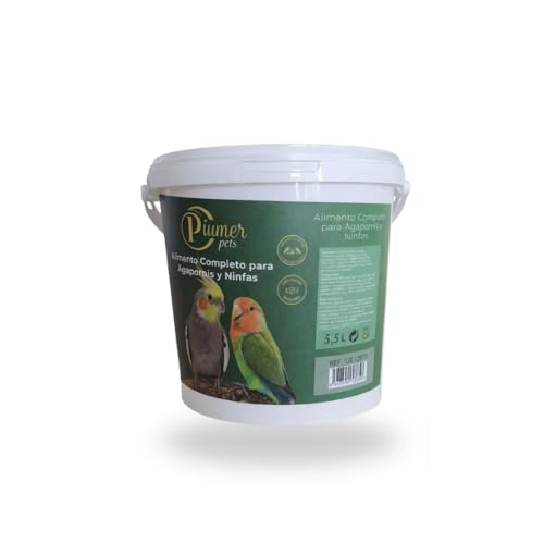 Piumer Pets Alimento Completo para Agapornis y Ninfas, Mezcla de Semillas Enriquecidas con Fruta, Cubo de 5 kg
