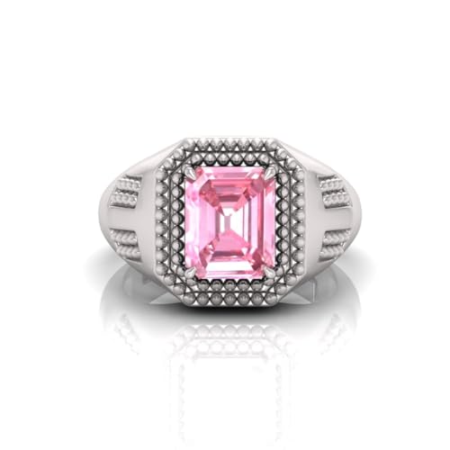 Bague saphir rose 9 carats ajustable en métal plaqué argent de haute qualité - 3