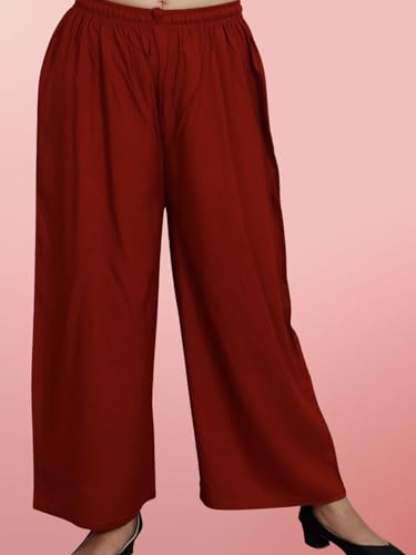 Image of Women's Solid Rayon Palazzo Pants Regular Palazo