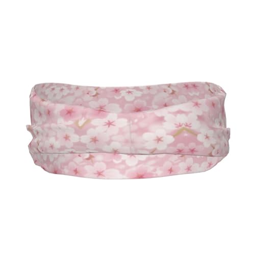 Boys Girls Sports Sweat Band, Multipurpose Long Head Ribbon for Sports Workout Spa, Fashion Spring Pink Blossom Trees Cherry Flowers Art Headdress Hand Decor3