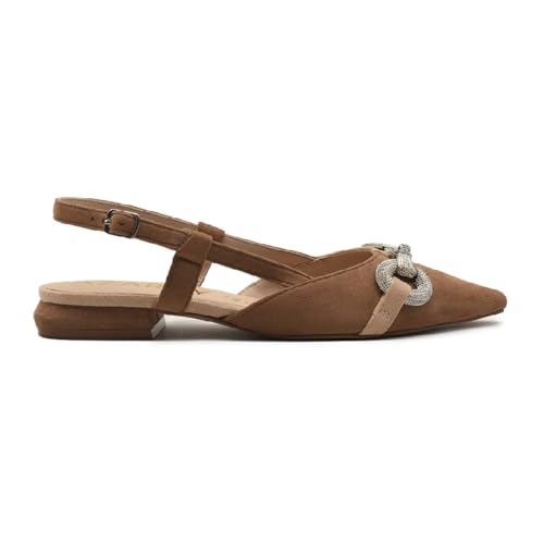 AZAREY - Bailarina Beige Bicolor Estribo Plata - 574H509 para: Mujer Color: BEIG Talla: 38, 729348-38