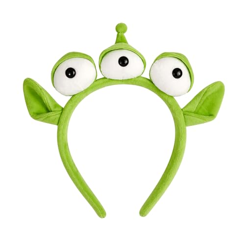 Zyssby Three-Eyed Alien Headband Funny Toy Story Alien Costume Cute Toy Story Costume Adult Personality Aliens Costumes for Kid Adult Party Cosplay Halloween Photos Face Wash Makeup(Green)