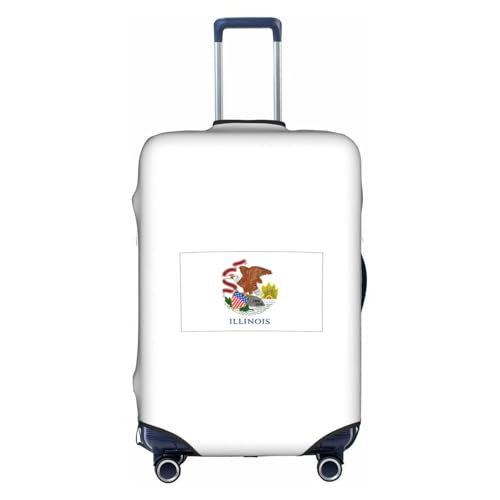 NBAGHPQ Illinois State Flag Print Universale Elegante Valigie Copertura Elastica Lavabile Anti Graffio Protezione Bagagli, bianco, XL