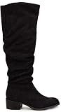 Kenneth Cole REACTION Women's Salt Slouch Knee High Flat Boot, Black Microsuede, 7.5 M US