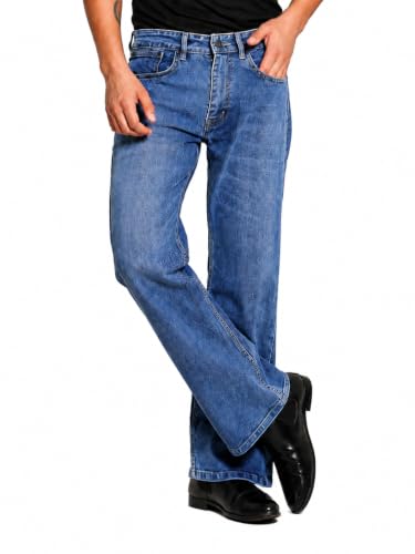 Image of Men's Bootcut Denim Pants || Men's Bell Bottom Jeans || Wide Leg Flared Jean's for Men || High Waist Stretchable Retro Fit || Cotton Jean for College Casual