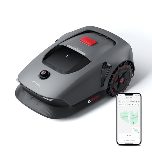 Mova 1000 Robot Podador, Configuración Inalámbrica UltraView™ y Mapeo Preciso de hasta 1000 m², Evasión de Obstáculos Inteligente, Ruedas Todoterreno Mejoradas, Corte en Forma de U, Carga Rápid