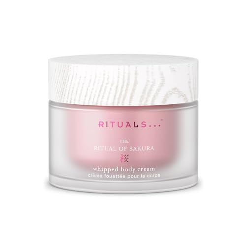 RITUALS The Ritual of Sakura Body Cream, Feuchtigkeitsspendende Körpercreme mit Kirschblüte und Reismilch, Nährende Formel für weiche und geschmeidige Haut, Zarter Blütenduft, 220 ml Glastiegel