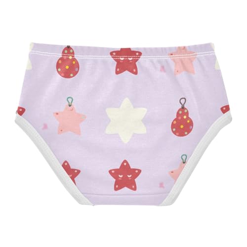 Christmas Stars Pattern Soft Girls' Panties Breathable Toddler Underwear for Young Girls in Sizes 2T,3T, 4T, 5T, 6Y and 8Y2