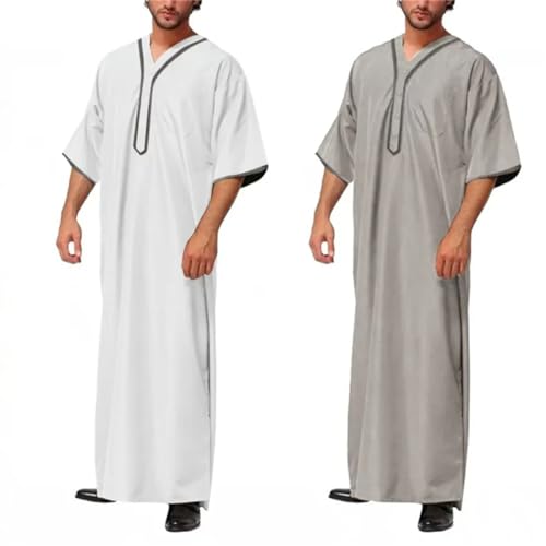 Adhdyuud Men Muslim Jubba Abaya Thobe Solid Button Kimono Middle Robe Saudi Stand Collar Islamic Arabic Kaftan3