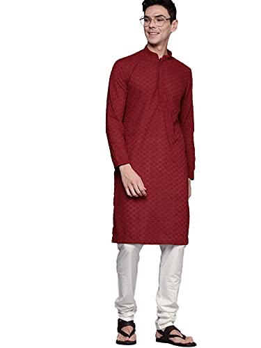 Image of Manyavar Men's Chikankari Kurta Set (2pcs)