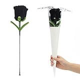 Ywkdnf Preserved Handmade Black Roses Made of Pipe Cleaning Brush Perfect Valentine's Day Suitable for Anniversaries Birthday Parties Mother's Day Graduation Gifts (with Gift Box and Card)