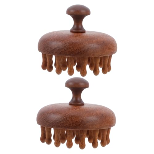 COLLBATH 2Pcs Wooden Scalp Massage Natural Detangler Brush for Scalp Exfoliation Dandruff Removal Innovative Disc Design for Follicle Stimulation Healthy