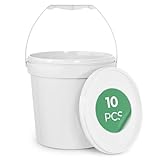EconoHome 1 Gallon Food Grade Round Plastic Bucket - Food Storage Deli Containers with Lids Ideal for Ice Cream, Soup, and Prep Containers - BPA-Free - 10 Pack