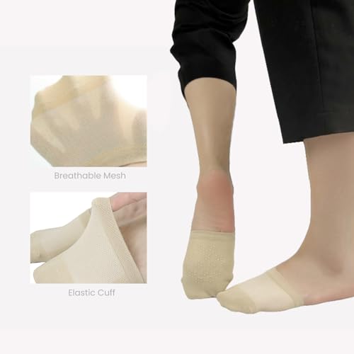 Toe Socks for Mules, Half Socks No Show Toe Toppers Covers for Women, Invisible Footies for Flat Clogs 4/6/8 pairs4
