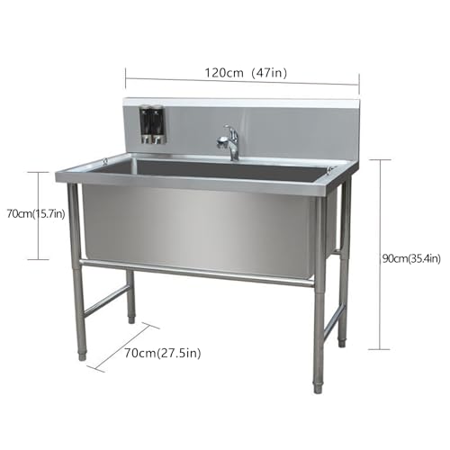 Vasca da bagno professionale in acciaio inox con rubinetto, stazione di lavaggio indipendente per cani per toelettatura e lavanderia