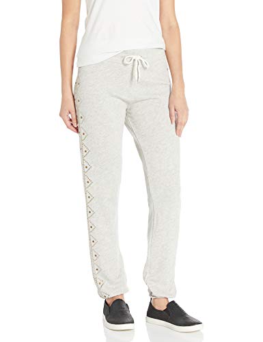 Monrow Women's Stitched Waist Sweats w/Motif Studs, ash Heather, Extra Small