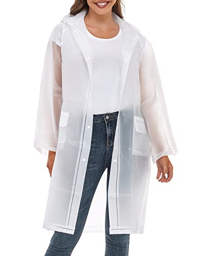 Image of Raincoats for Women Men Reusable Portable Waterproof EVA Long Rain Ponchos with Hoods