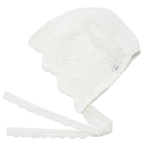 Infant Girl White Lace Bonnet Newborn Hat Baby Girl Nb Cap(A-White Lace Bonnet With Imitation Pearls, 0-3 Months) #TOP22