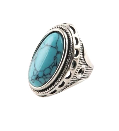Rings For Men Turquoise Stone Metal Biker Ring-image-25