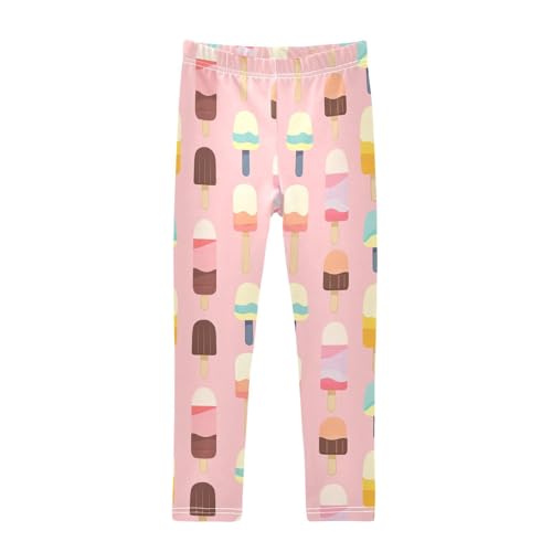 Retro Colorful Ice Cream Girls Casual Leggings for Kids Printed Long Pant Bottoms Stretch and Soft