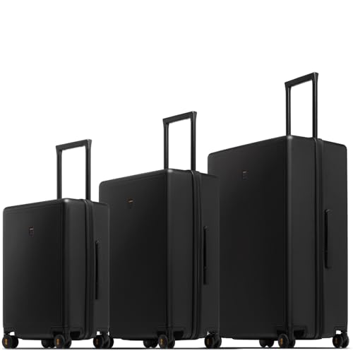 10% off - LEVEL8 Luggage Set of 3, Carry on Suitcase with 8 Spinner Wheels, Hand Lightweight 100% PC Trolley Case Micro-Diamond Textured Design, TSA Approved(Black, 3-Piece Set (40L/65L/105L)