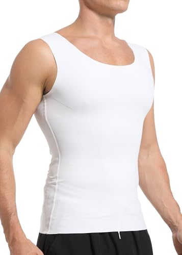 Mens Gynecomastia Compression Shirt Body Shaper Vest - Slimming Undershirt for Tummy Control, Workout Tank Tops
