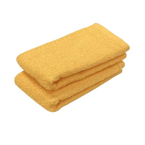 泉州タオル フェイスタオル 2枚組 オレンジ お試し 約34x85cm カラータオル 日本製 綿100% 吸水 薄手 201匁 温泉タオル 業務用 美容院 理容室 整体 ショートパイル