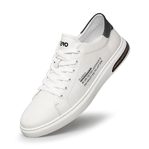 ZRO Men's Premium Business Casual Sneakers - Fashionable Genuine Leather Lace-Up Shoes with Breathable Comfort for Office & Urban Lifestyle