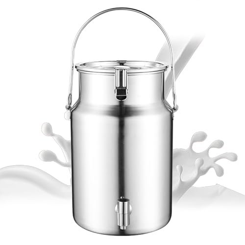 ApuaVireo&Co Cubo de transporte de leche de granja, de acero inoxidable 304, con tapa sellada de silicona.(10L)