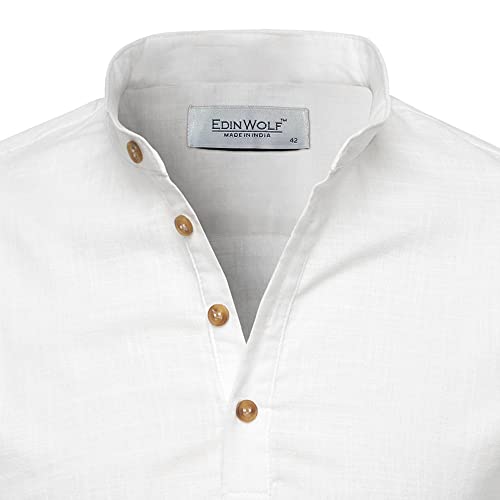 Image of Men's Full Sleeve Beige Color Cotton Blend Spread Slim Fit Shirt Style Kurta for Men and Boys