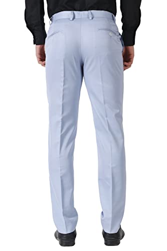 Image of MALENO Men's Slub Effect Solid Trouser | Classic Slim Fit Formal Trousers for Men | Slim Fit Trousers for Men