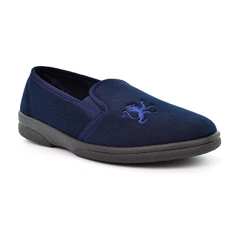 Mens Lion Motif Memory Foam Slippers Cover