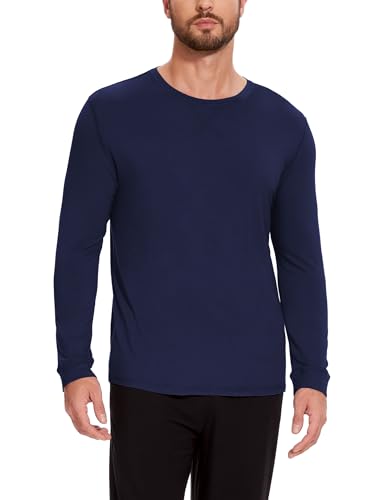 GYS Bamboo-Derived Viscose Men's Pajama Top Soft Long Sleeve Sleep T-Shirt