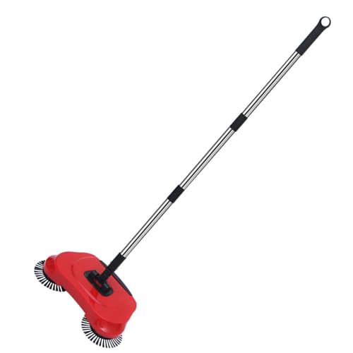 Herramienta de limpieza manual del suelo: barredora con mango ajustable, cubo de basura integrado, de microfibra | Transmisión mecánica silenciosa, carcasa de polímero reforzado para d