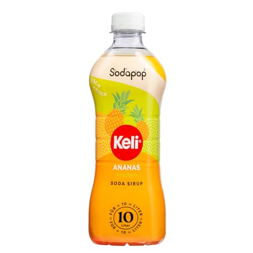 Sodapop Keli Sirup Ananas, fruchtiges Getränkekonzentrat, kalorienarm, 1 Flasche ergibt 10 L Fertiggetränk, 500 ml