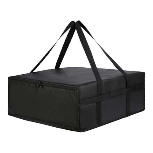 ?????? Food Pizza Delivery Bag Fully Insulated Easy to Clean Reinforced Carry Handle Pizza Warmer Carrying Case for Home Shopping, black