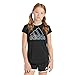 adidas Girls' Short Sleeve Cotton Scoop Neck Tee T-Shirt, Black with Multicolor