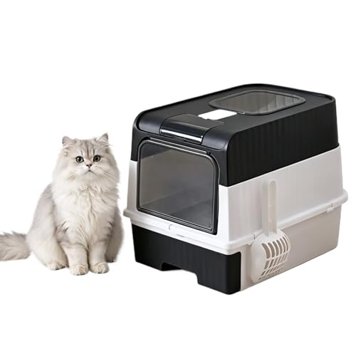 Arenero grande para gatos con puerta sellada y pala miniatura 1