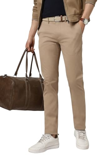 Image of Peter England Men's Skinny Fit Mid Rise Premium Casual Trouser Chinos