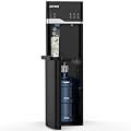 ICEVOKE 4-in-1 Self-Cleaning Ice & Water Machine - Hot and Cold Bottom Loading Water Cooler Dispenser for 5 Gal Bottle - Built-in Bullet Ice Maker - Child Safety Lock & Nightlight, Black