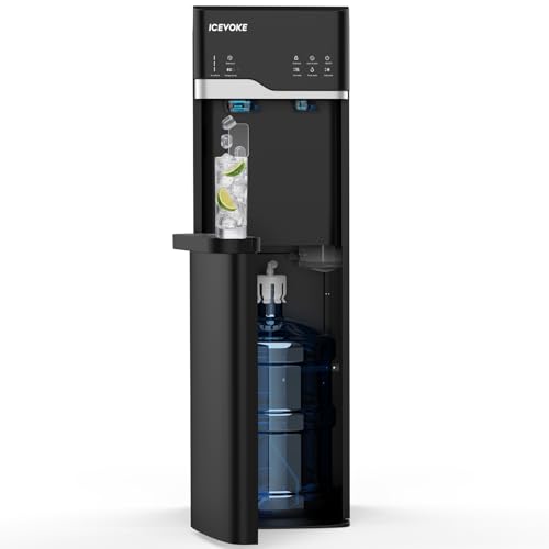 ICEVOKE 3-in-1 Water Dispenser with Ice Maker, Bottom Loading Hot & Cold Water Cooler for 5 Gallon...