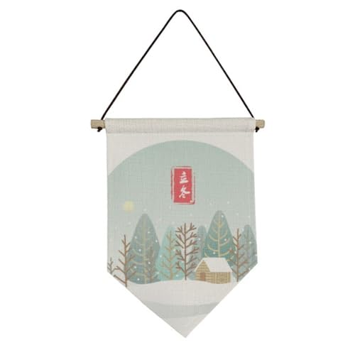 Drapeau circulaire en toile Winter Begins de haute qualite textile