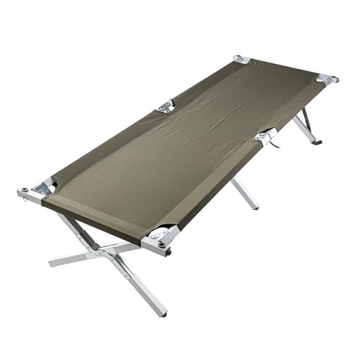 Mil-Tec US Feldbett Gen. II mit Alu-Gestell (210x70x42cm) • Faltbar inkl. Tragetasche • Outdoor Campingbett klappbar • Als Army Zeltbett, Campingliege, Gästebett, Notbett • Oliv