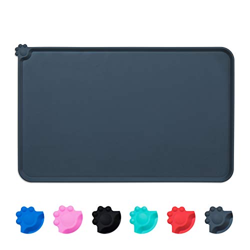AUDWUD Silicone Waterproof Dog Cat Pet Feeding Mats,Anti-Slip Pet Bowl Mats,FDA Grade Pet