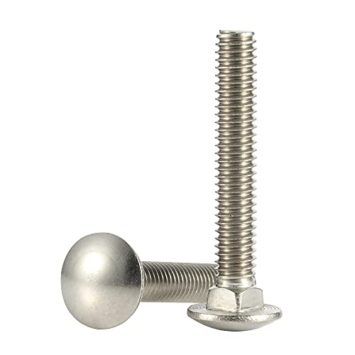 Image of 1 /2-13 x 5 Carriage Bolts, Stainless Steel 18-8 (304), Round Head, Square Neck, Fully Threaded, 5 PCS