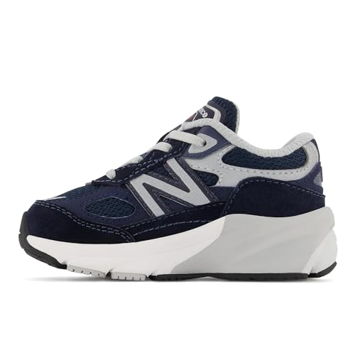 Image of New Balance Kid's 990 V6 Sneaker, Navy /Silver, 8.5 Medium US