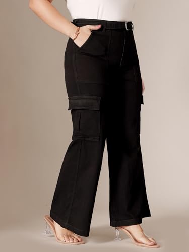 Image of Miss Chase A+ Women's Wide-Leg High Rise Regular-Length Stretchable Denim Jeans